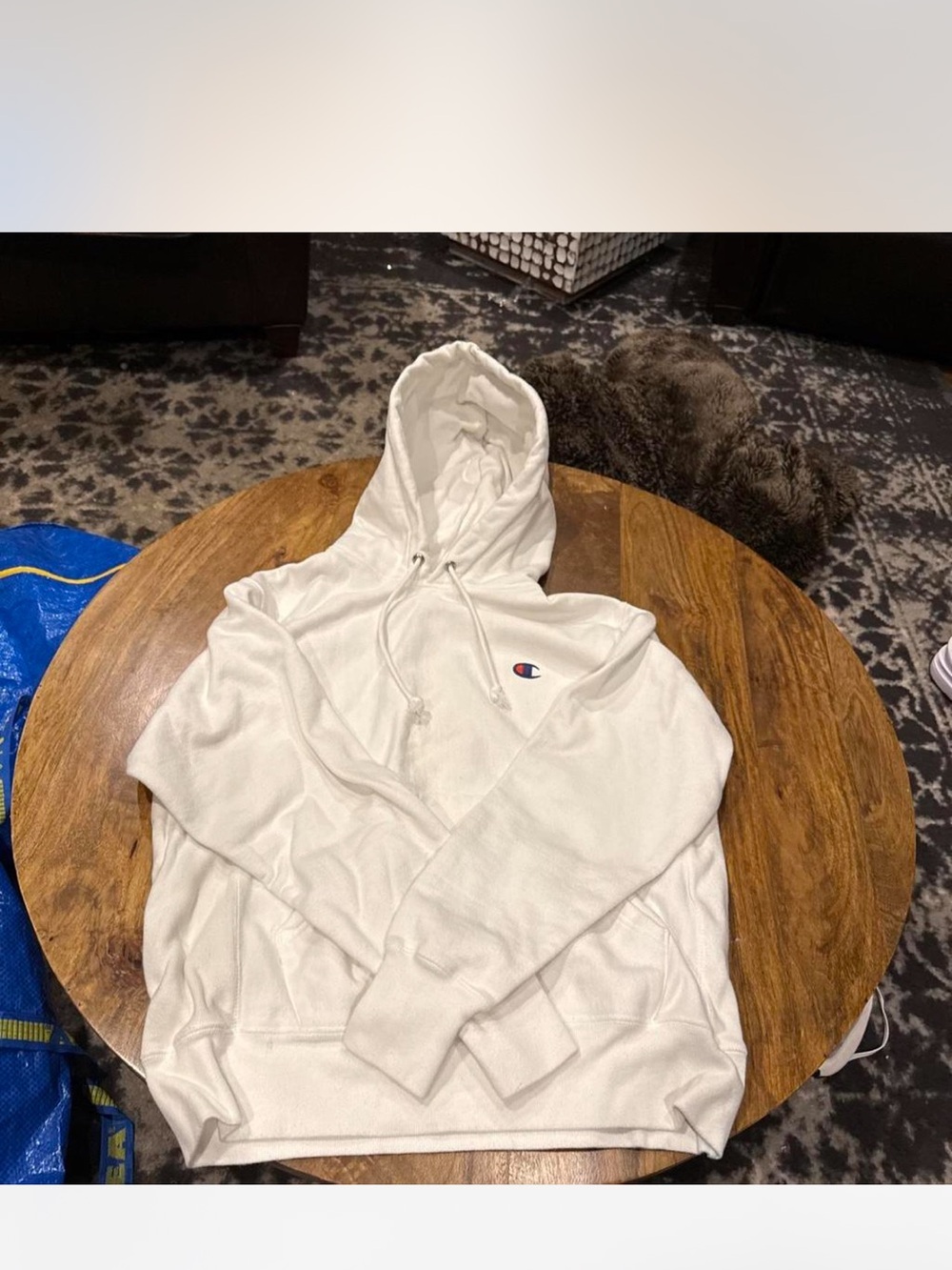 Champion Men's White Crewneck Pullover Hoodie
